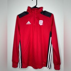 Adidas red fleece pullover sweater size L